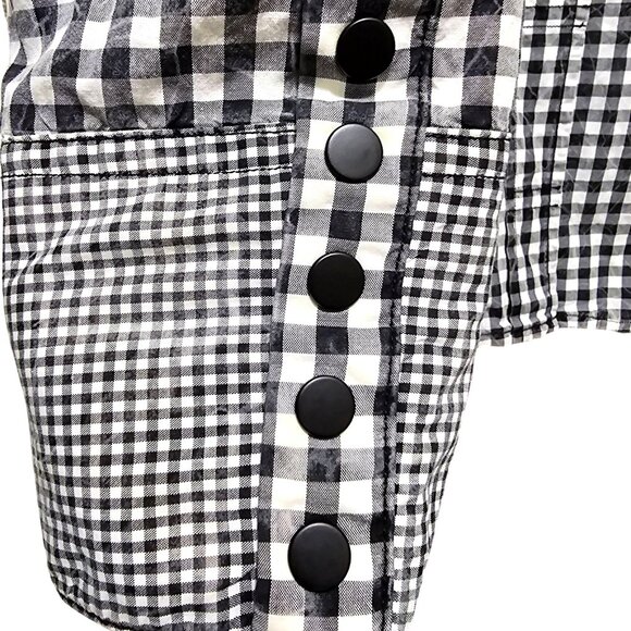 For All Mankind Men's Gingham Checkered Long Sleeve Shirt L Black & White - Picture 6 of 11